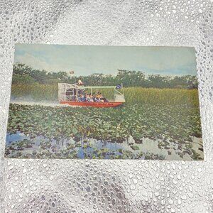 Vintage Everglades Holiday Park Airboat Postcard By Dynacolor Graphics Inc. Miam
